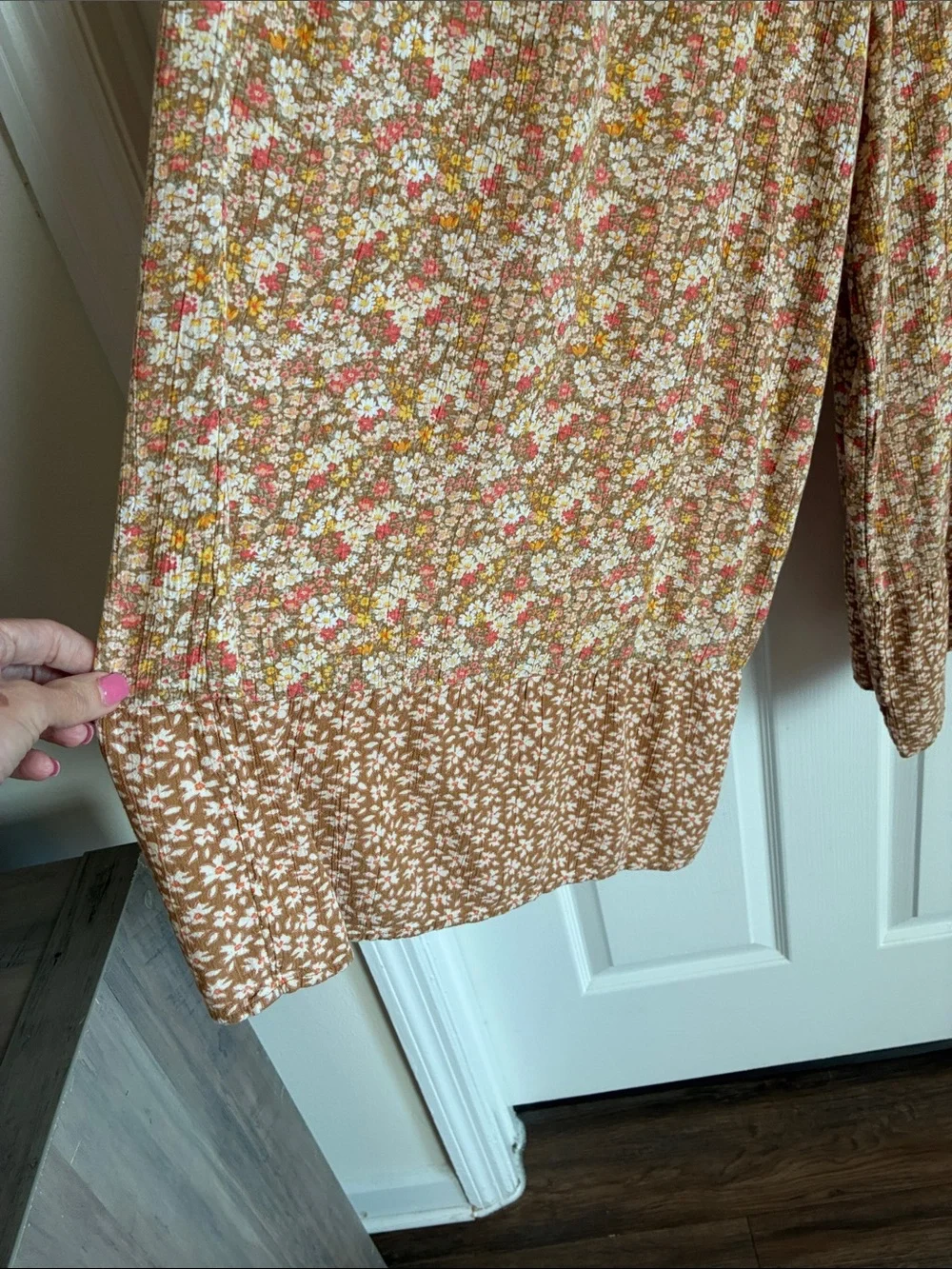 Boho Floral AE Wide Leg Cottagecore Strapless Floral Jumpsuit with Waist Tie XL - Picture 4 of 9